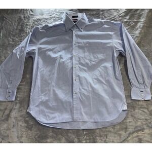 Tommy Hilfiger Men's Size XL- 80s 2 Ply Fabric Blue Button Up Long Sleeve Shirt